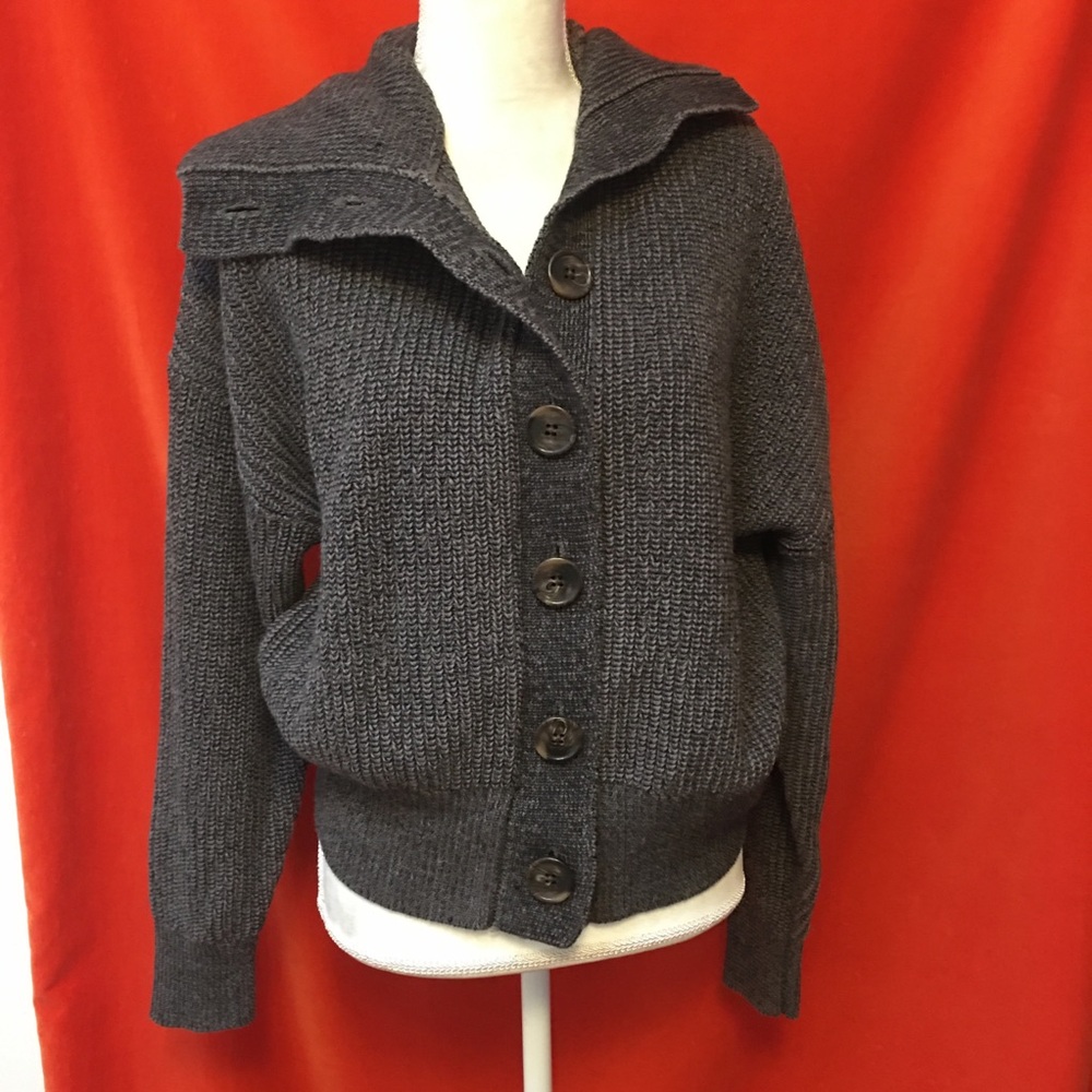 Varley Elwood knit jacket chunky cotton gray size m nwt